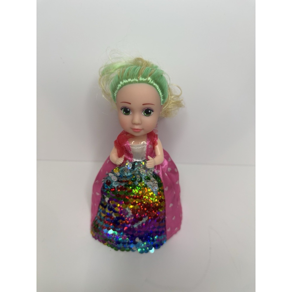 Vintage Hashel Cupcake Surprise Doll 6" Sequin Dress, Pink Cupcake‎